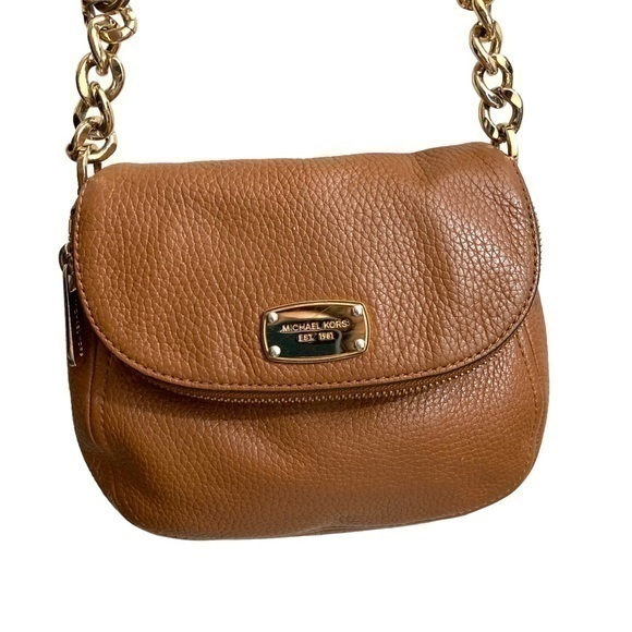 Michael kors brown leather mini flap crossbody bag so cute!